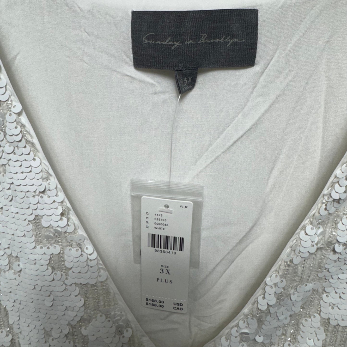 Sequin Vest Mini Dress By Sunday In Brooklyn In White, Size: 3x