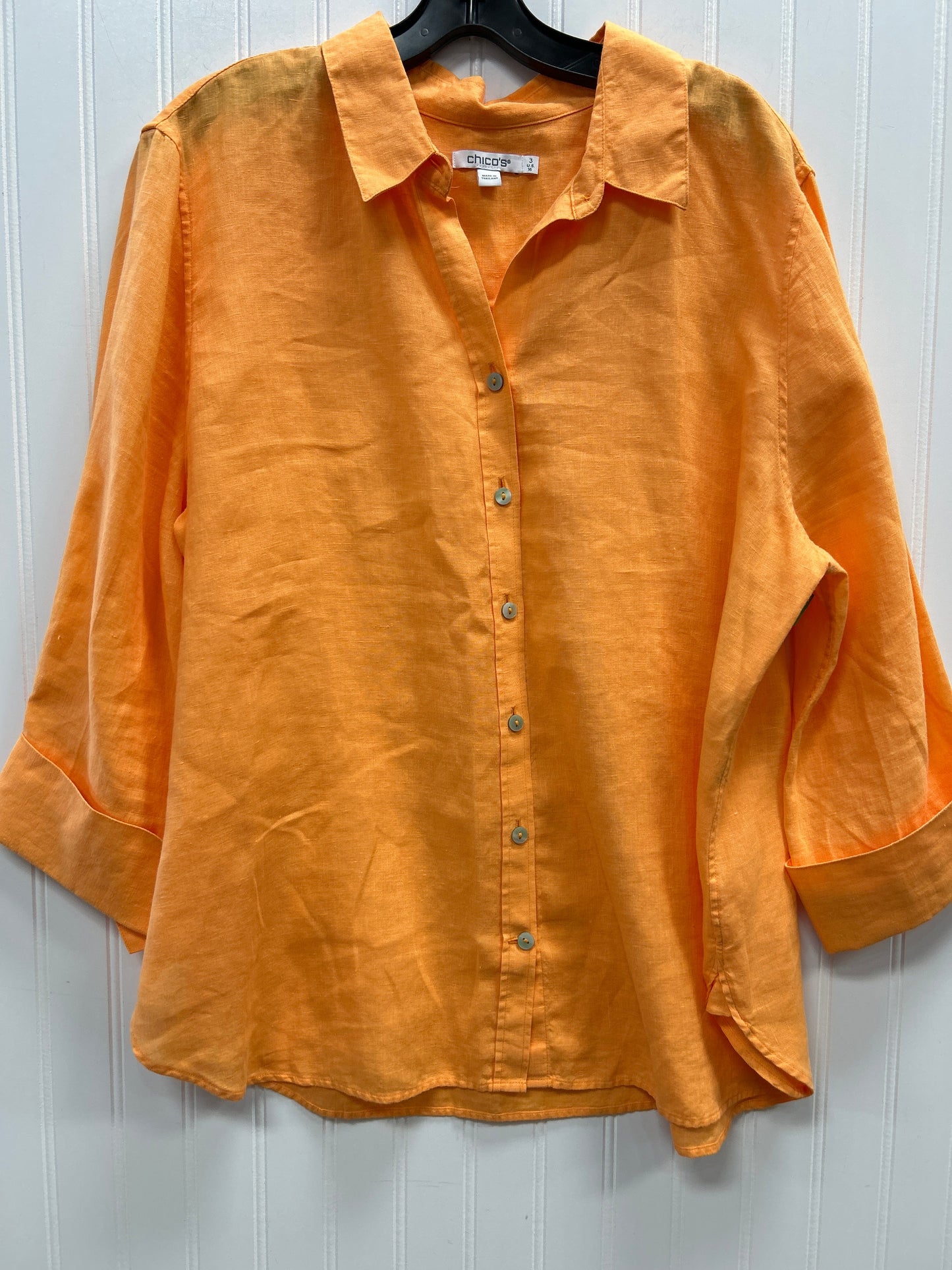 Blouse Ls By Chicos In Orange, Size:Xl