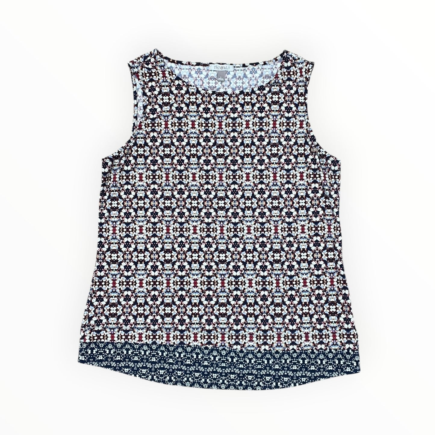 Top Sleeveless By Roz And Ali In Blue & Red, Size:L