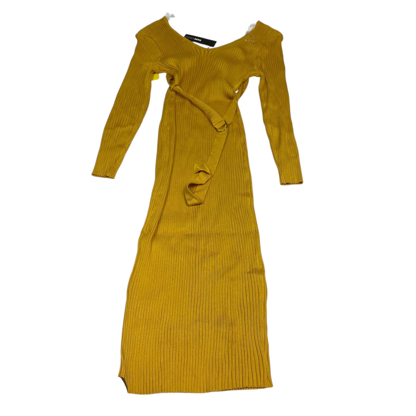 Dress Casual Midi By Fashion Nova In Yellow, Size:2X