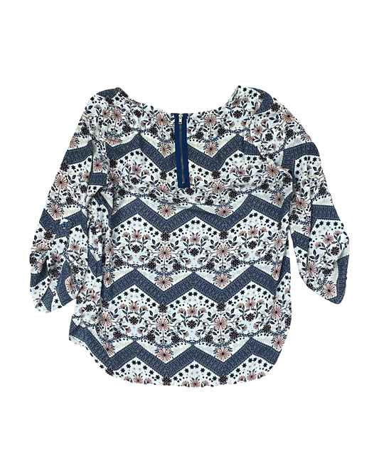 Top 3/4 Sleeve By Pink Rose In Blue & Cream, Size:Xl
