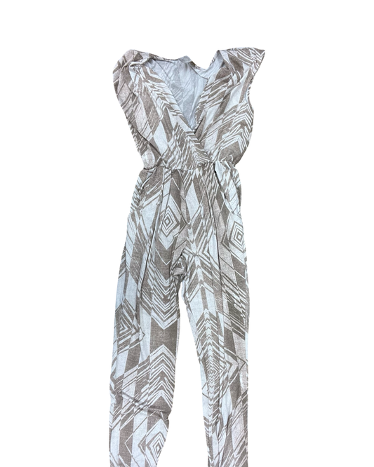 Jumpsuit By Corey Lynn Calter In Tan & White, Size:M