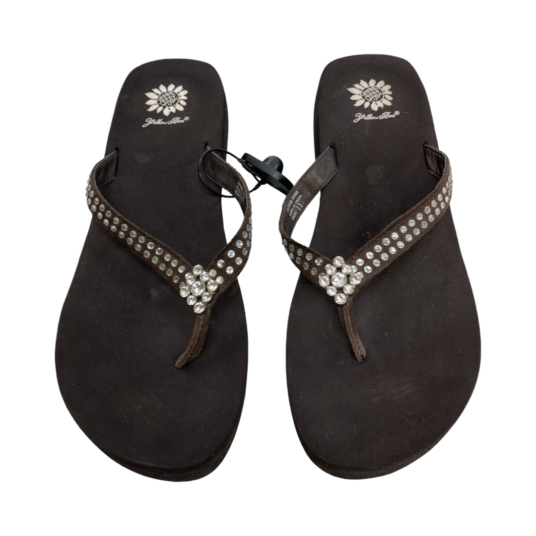 Sandals Flip Flops By Yellow Box In Brown, Size:11