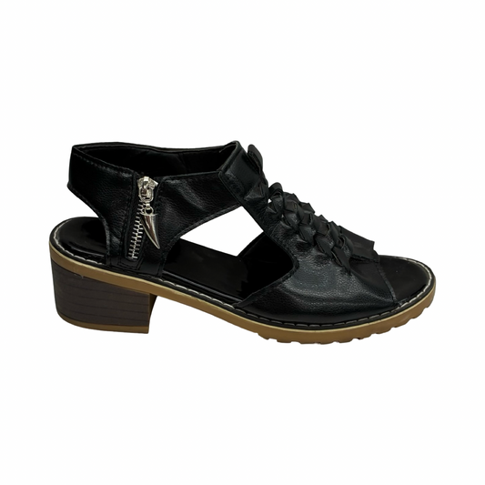 Sandals Heels Block By Clothes Mentor In Black, Size:9.5