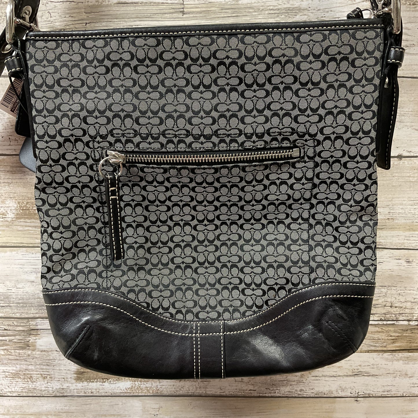 Crossbody Designer By Coach In Black & Grey, Size:Medium