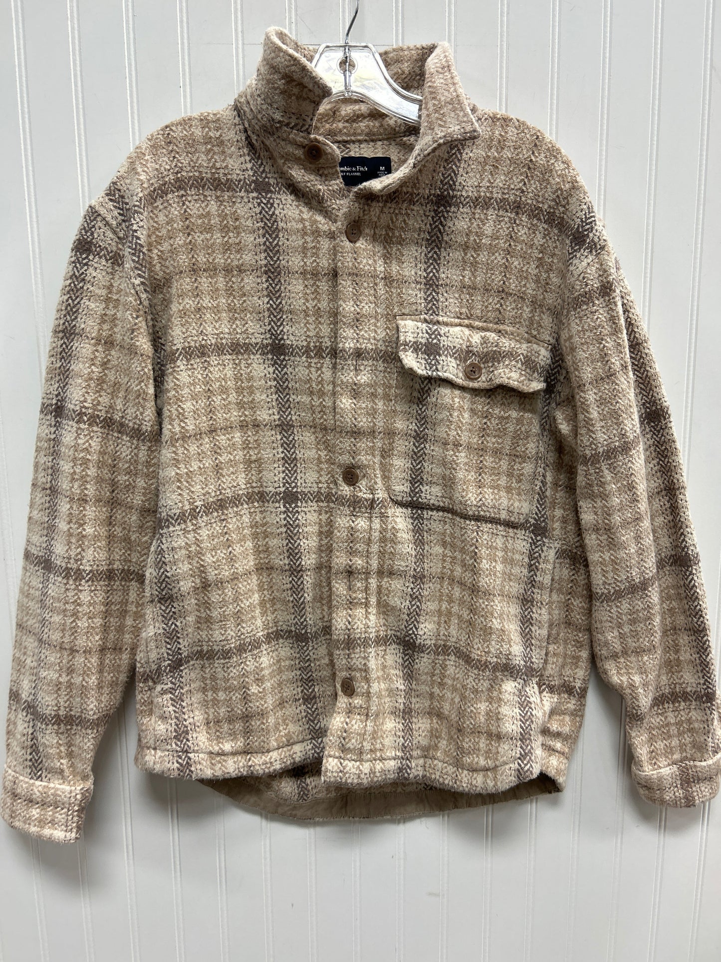 Jacket Fleece By Abercrombie And Fitch In Cream, Size:M