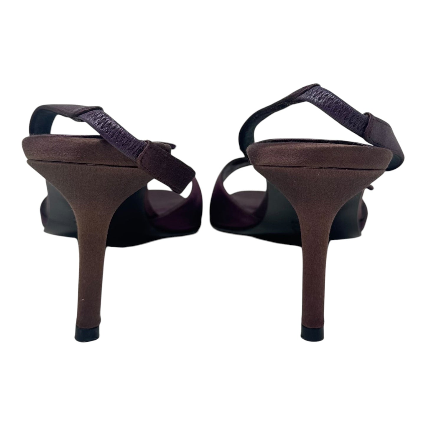 Satin Slingback Shoes Heels Stiletto By Richard Tyler In Purple, Size: 7