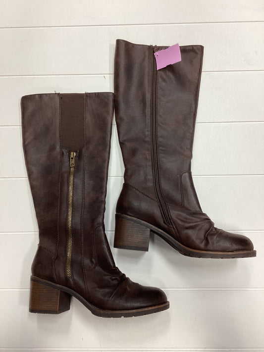 Boots Mid-Calf Heels By Bare Traps In Brown, Size:10