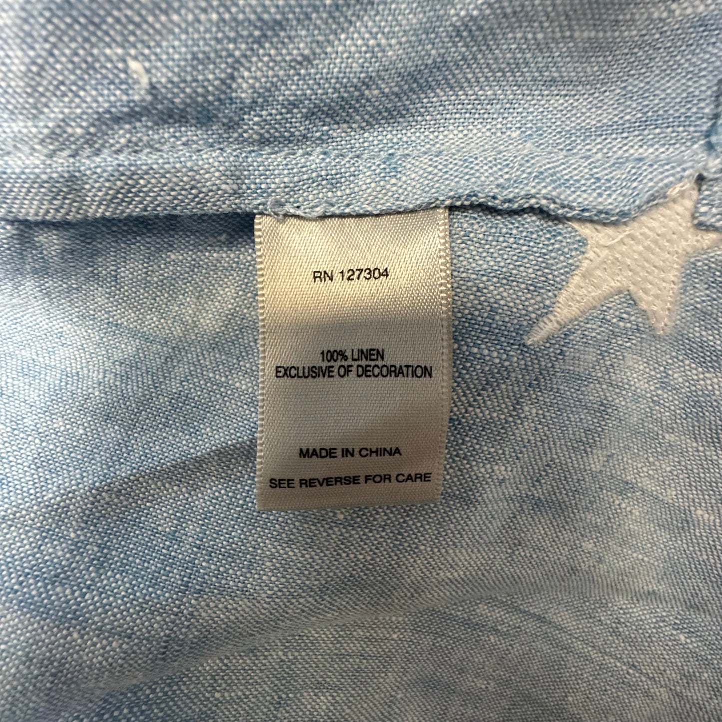 Del Mar Linen Top Long Sleeve By John Mark In Blue & White, Size: 3x