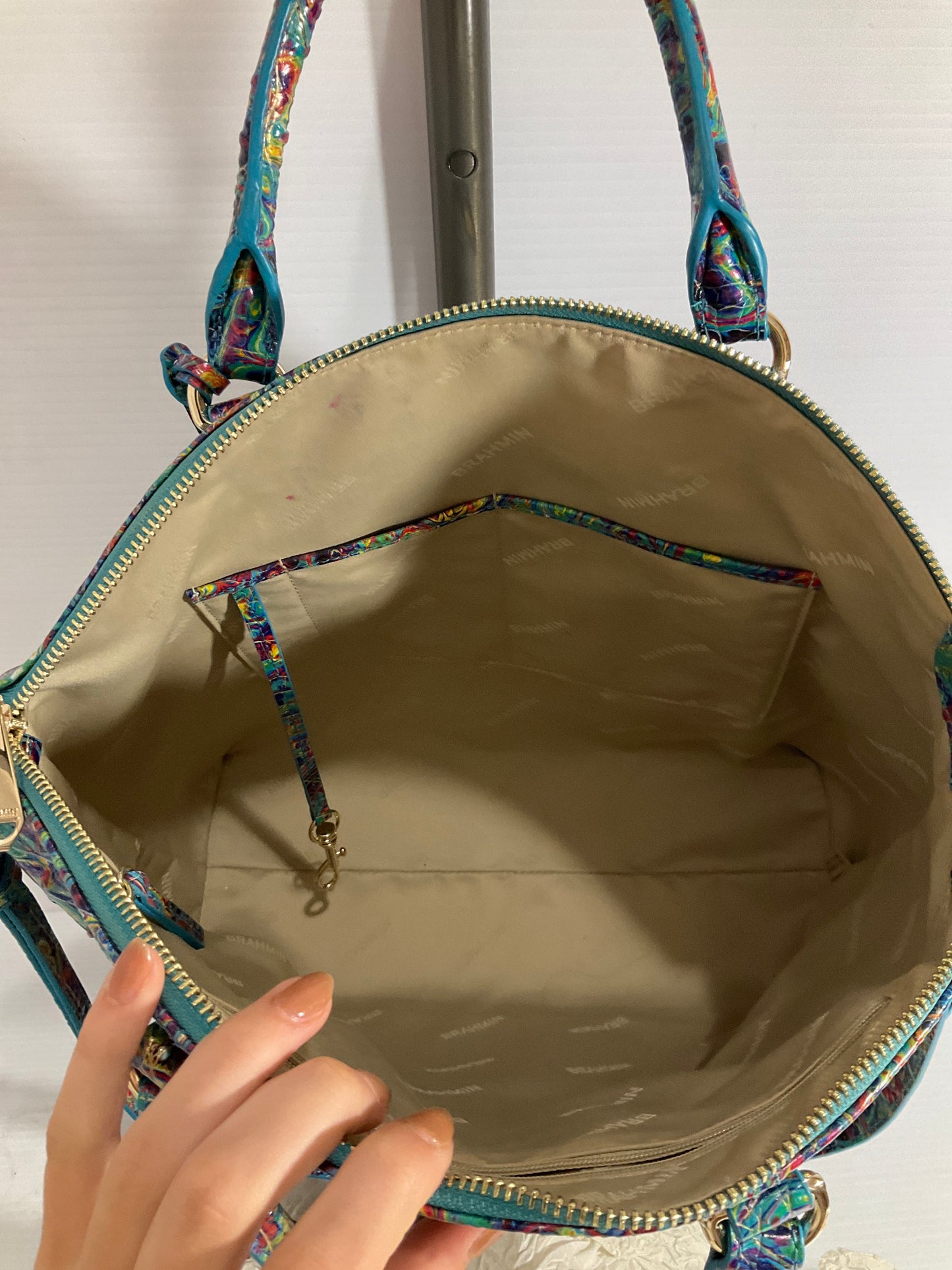 Crossbody Designer By Brahmin In Teal, Size:Medium