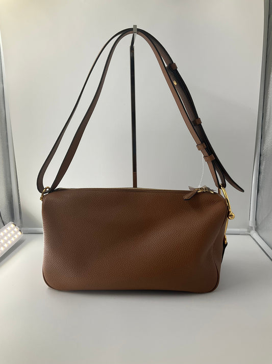 Gucci Half Horsebit Shoulder Bag In Brown Leather, Size: Medium