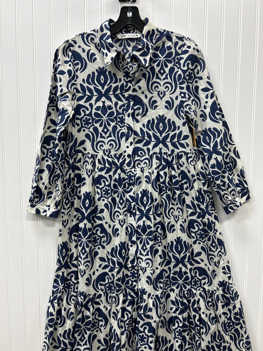Dress Casual Maxi By Zara In Blue & White, Size:Xs