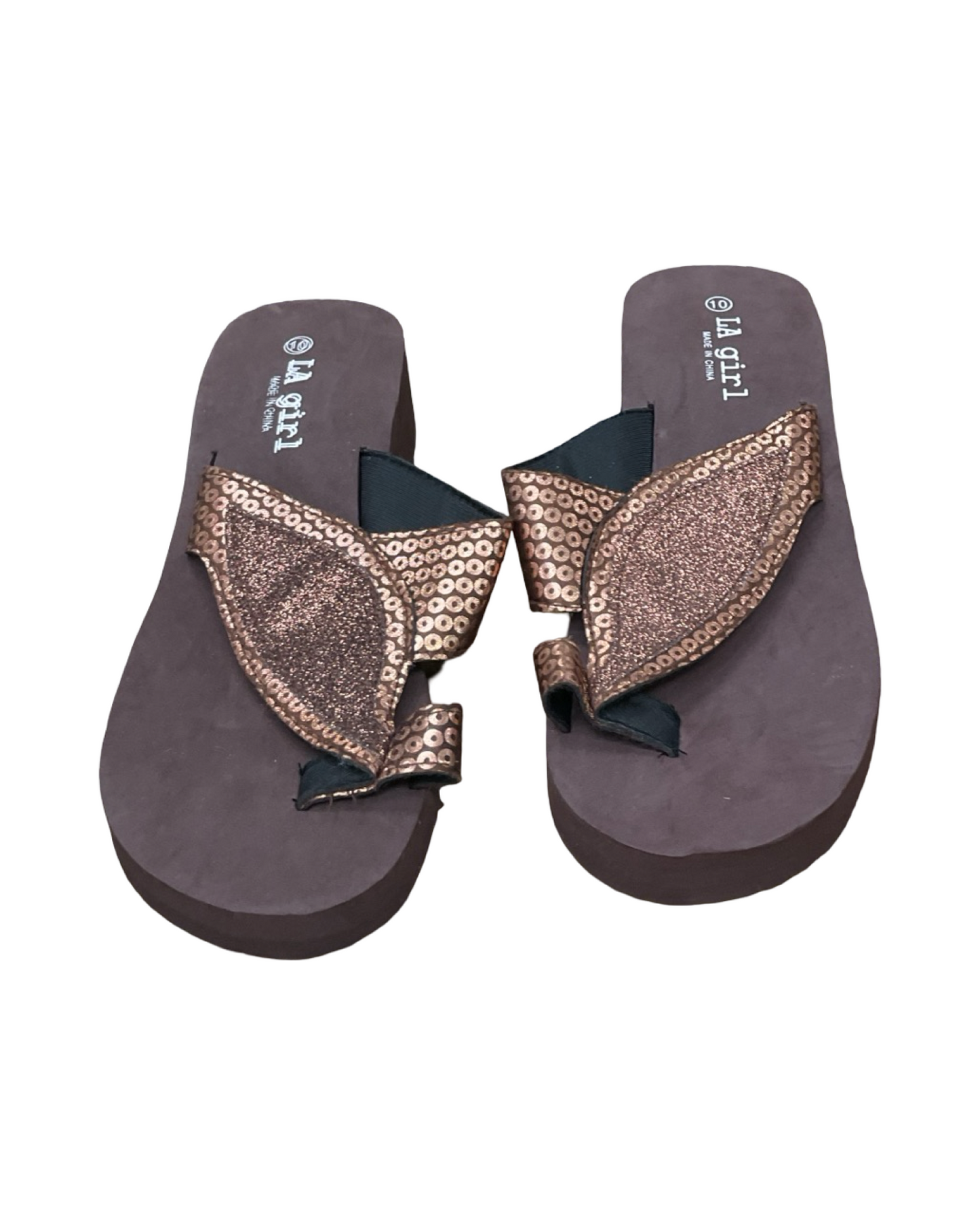 Sandals Heels Wedge By Clothes Mentor In Brown, Size:10