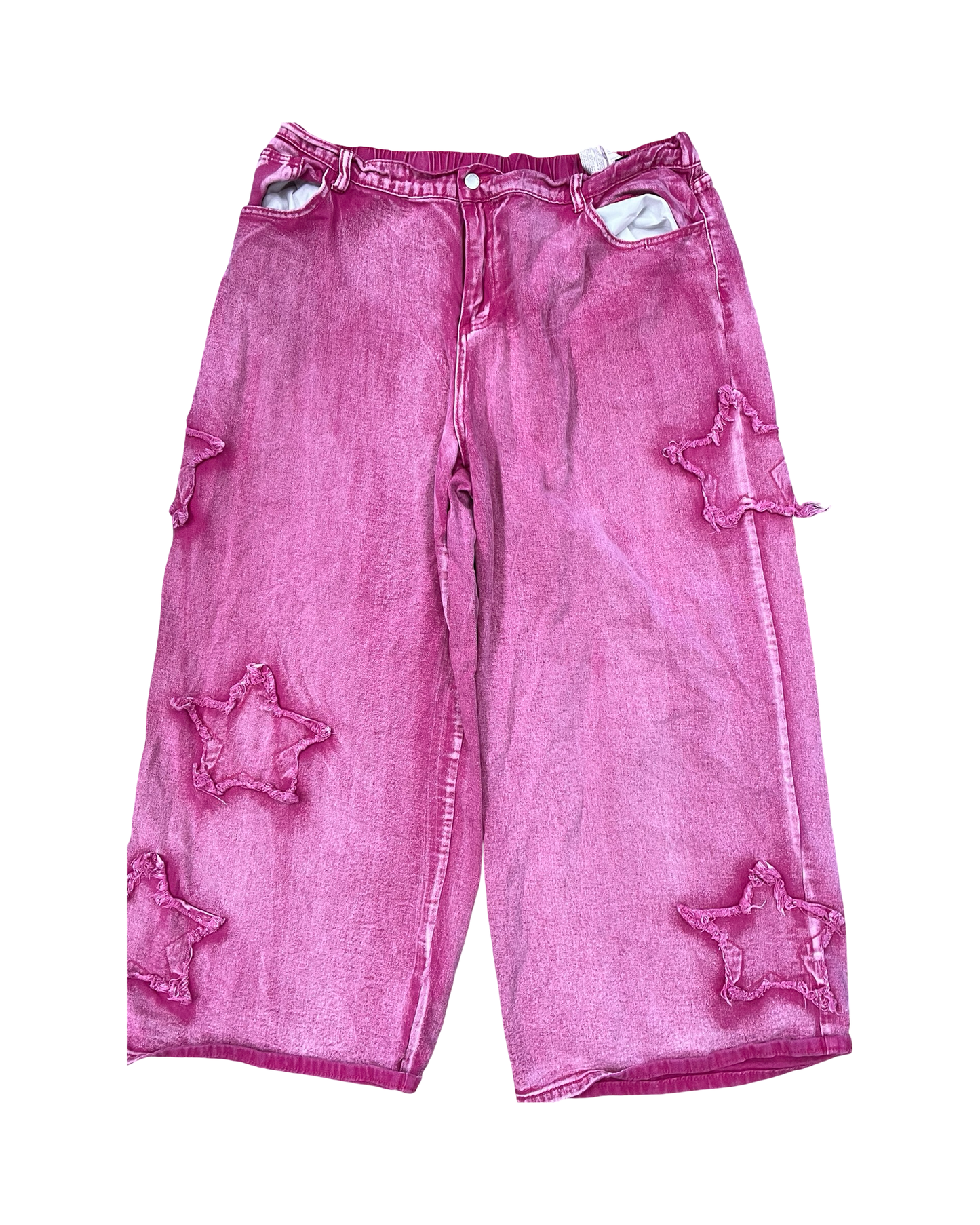 Jeans Wide Leg By Shein In Pink Denim, Size:26