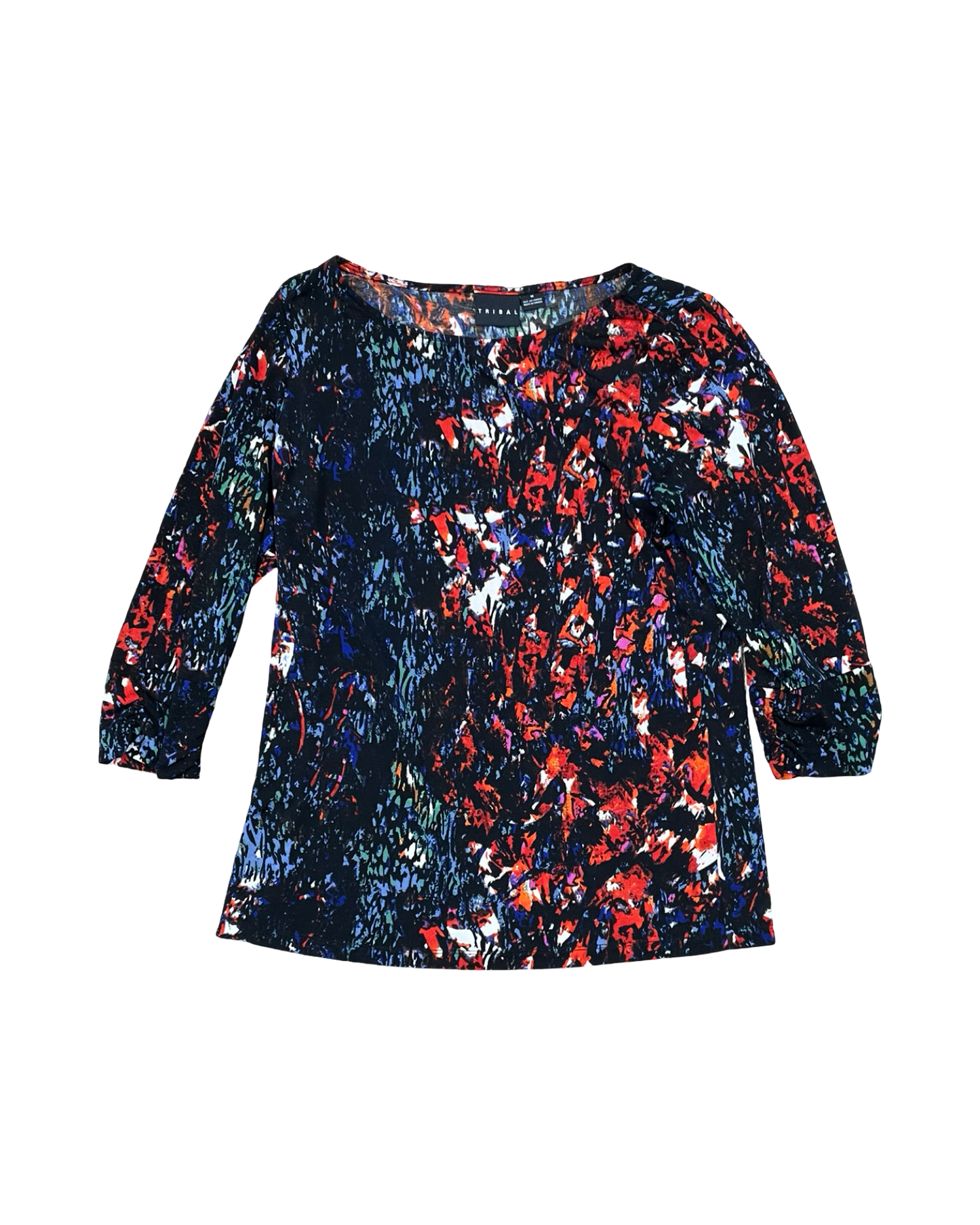 Top 3/4 Sleeve By Tribal In Black, Size:M