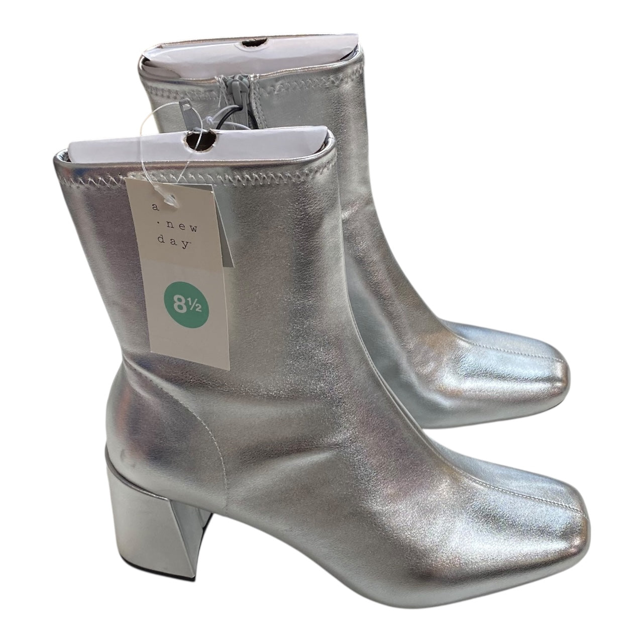 Boots Ankle Heels By A New Day In Silver, Size:8.5