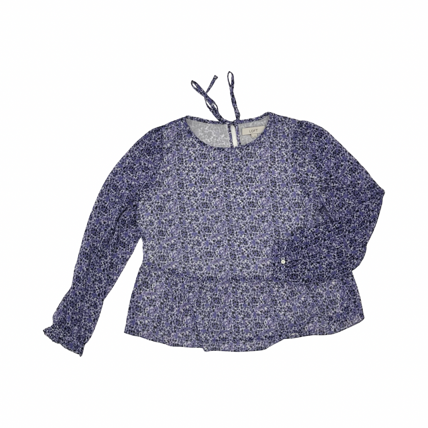 Blouse Ls By Loft In Purple, Size:M