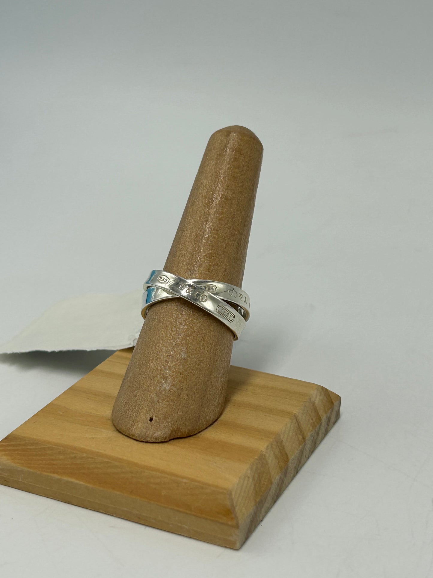 Tiffany & Company 925 Silver Interlocking Luxury Ring, Size 8