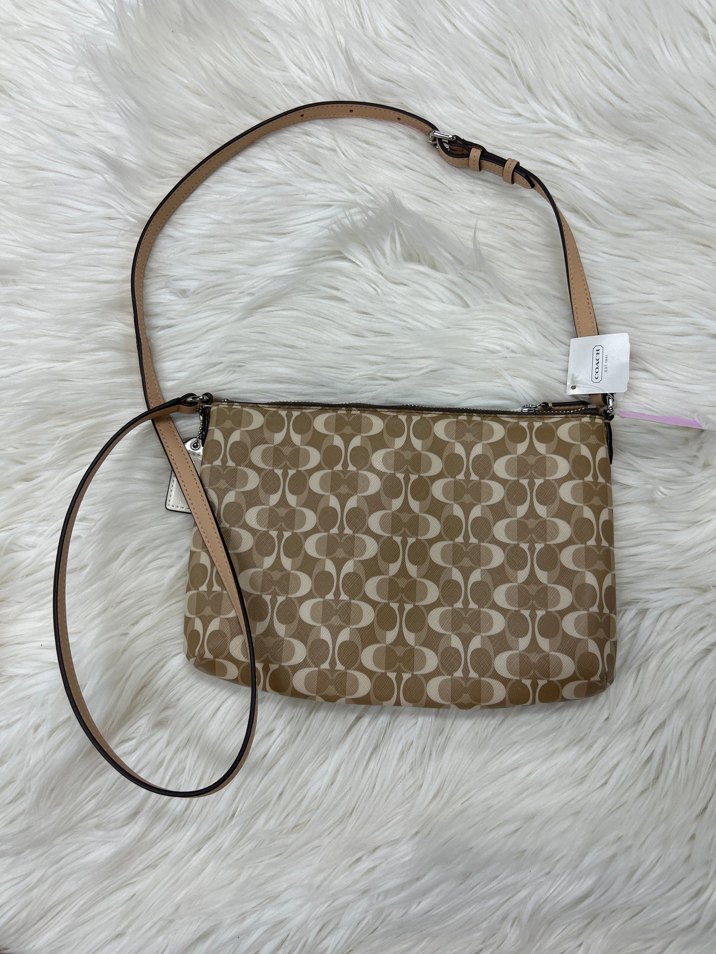 Crossbody Designer By Coach In Tan, Size:Medium