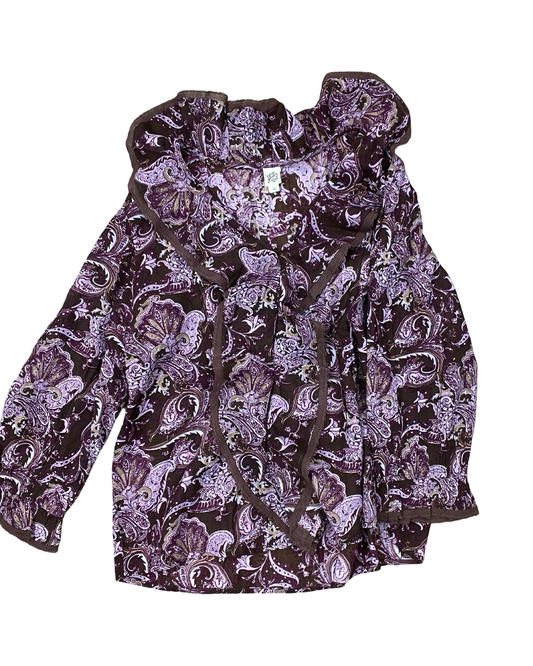 Blouse 3/4 Sleeve By Ivy Jane In Brown & Purple, Size:M