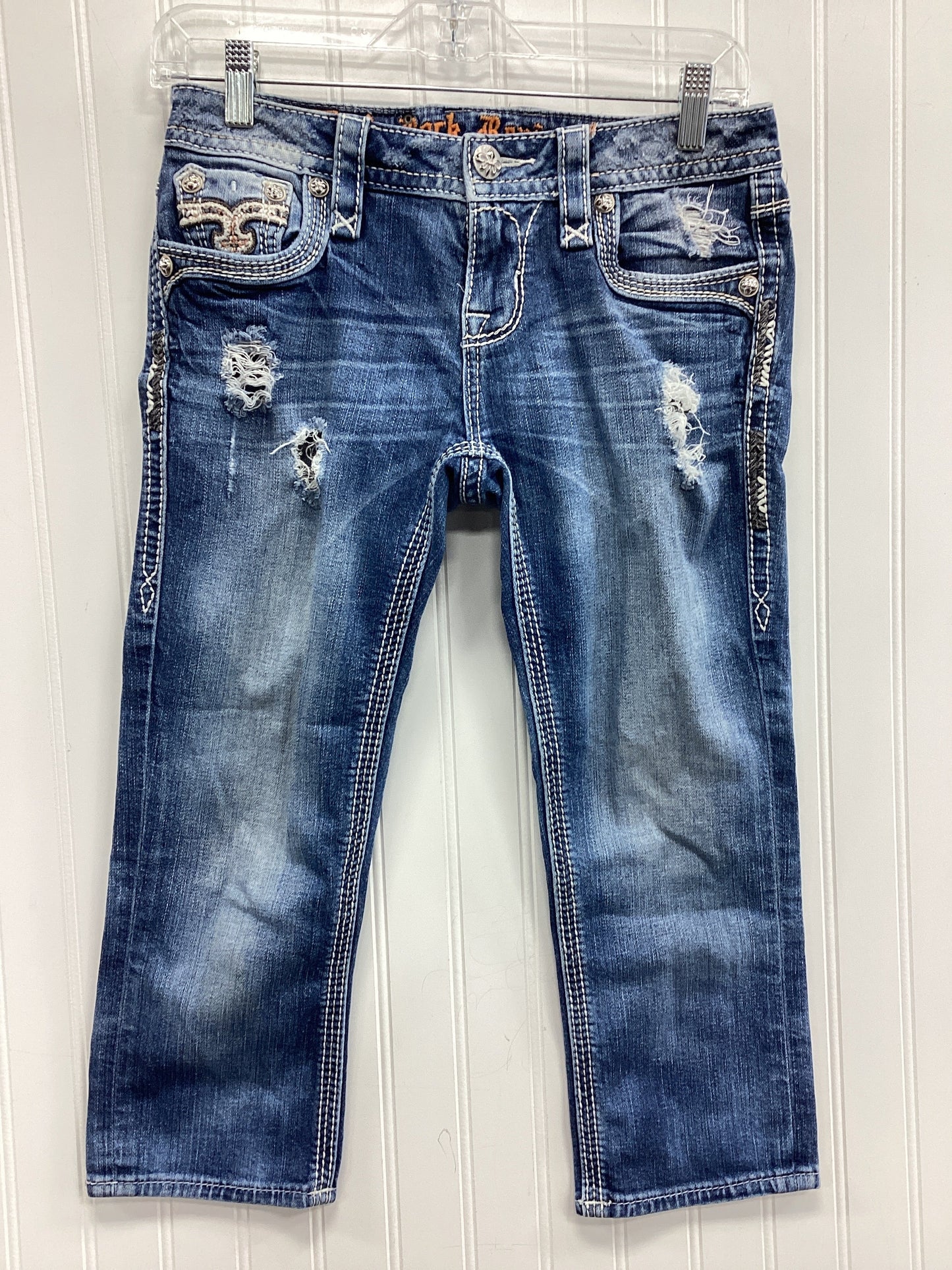 Capris By Rock Revival In Blue Denim, Size:2