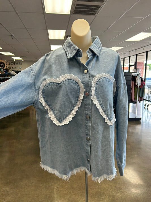 Jacket Denim By Bibi In Blue, Size:S