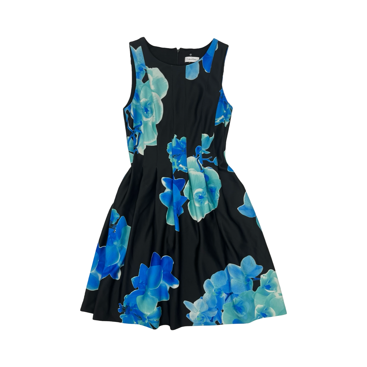 Dress Work By Calvin Klein In Black & Blue, Size:4