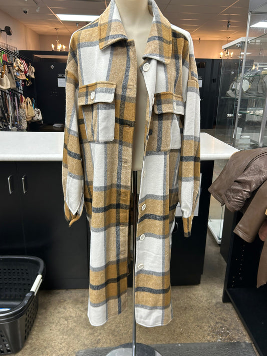 Jacket Fleece By Fashion Nova In Plaid Pattern, Size:L