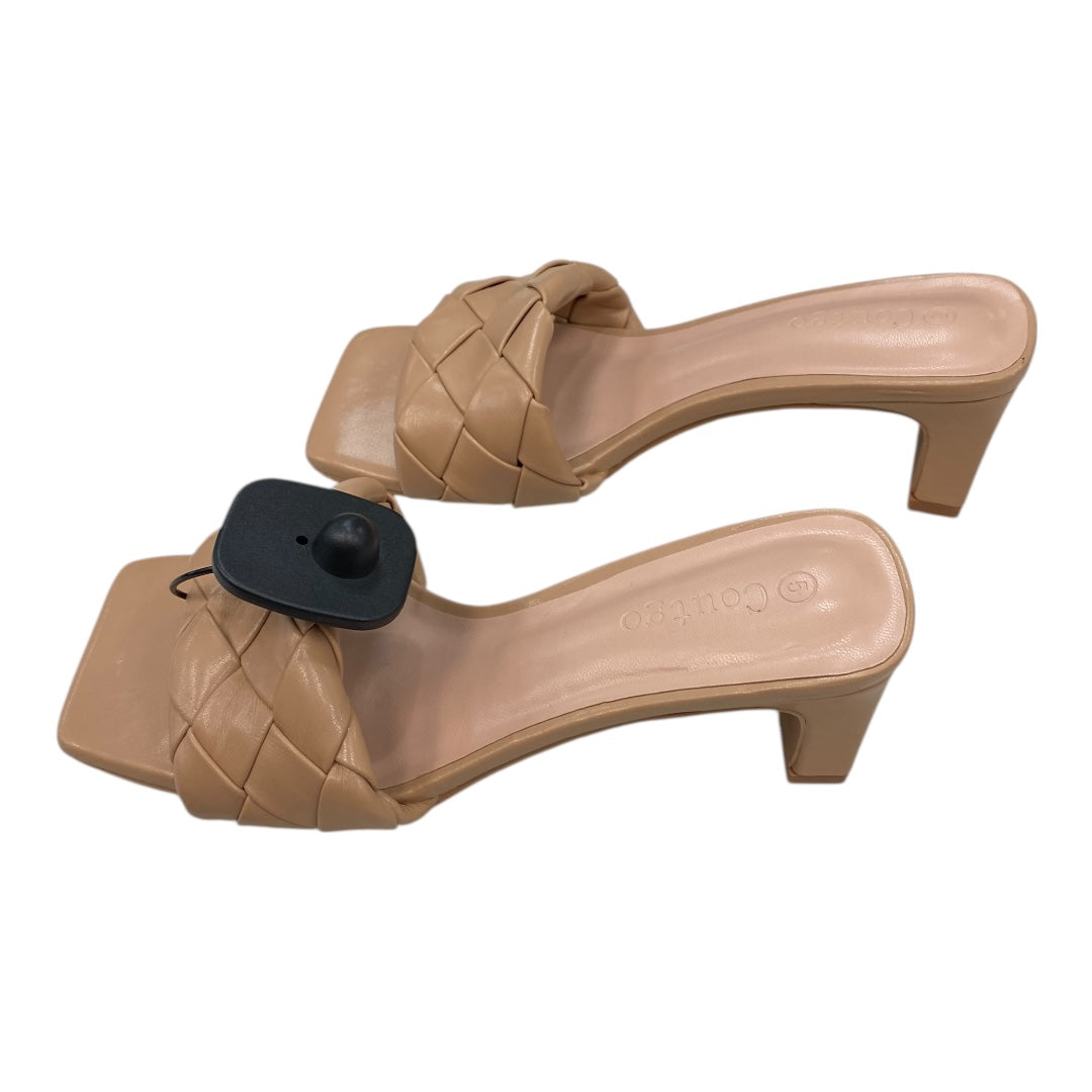 Sandals Heels Block By COUTGO In Cream, Size:5