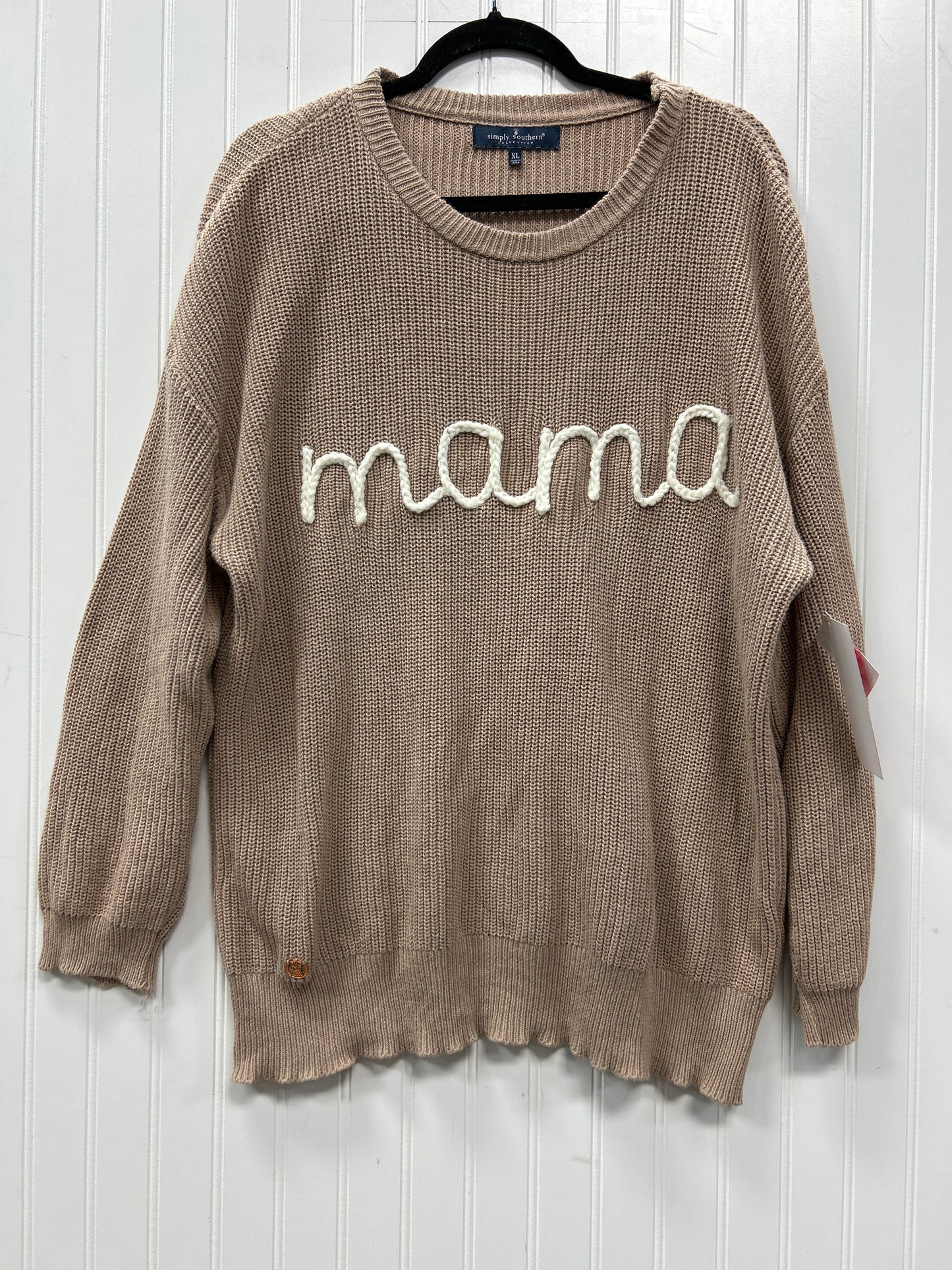 Sweater By Simply Southern In Tan, Size:Xl
