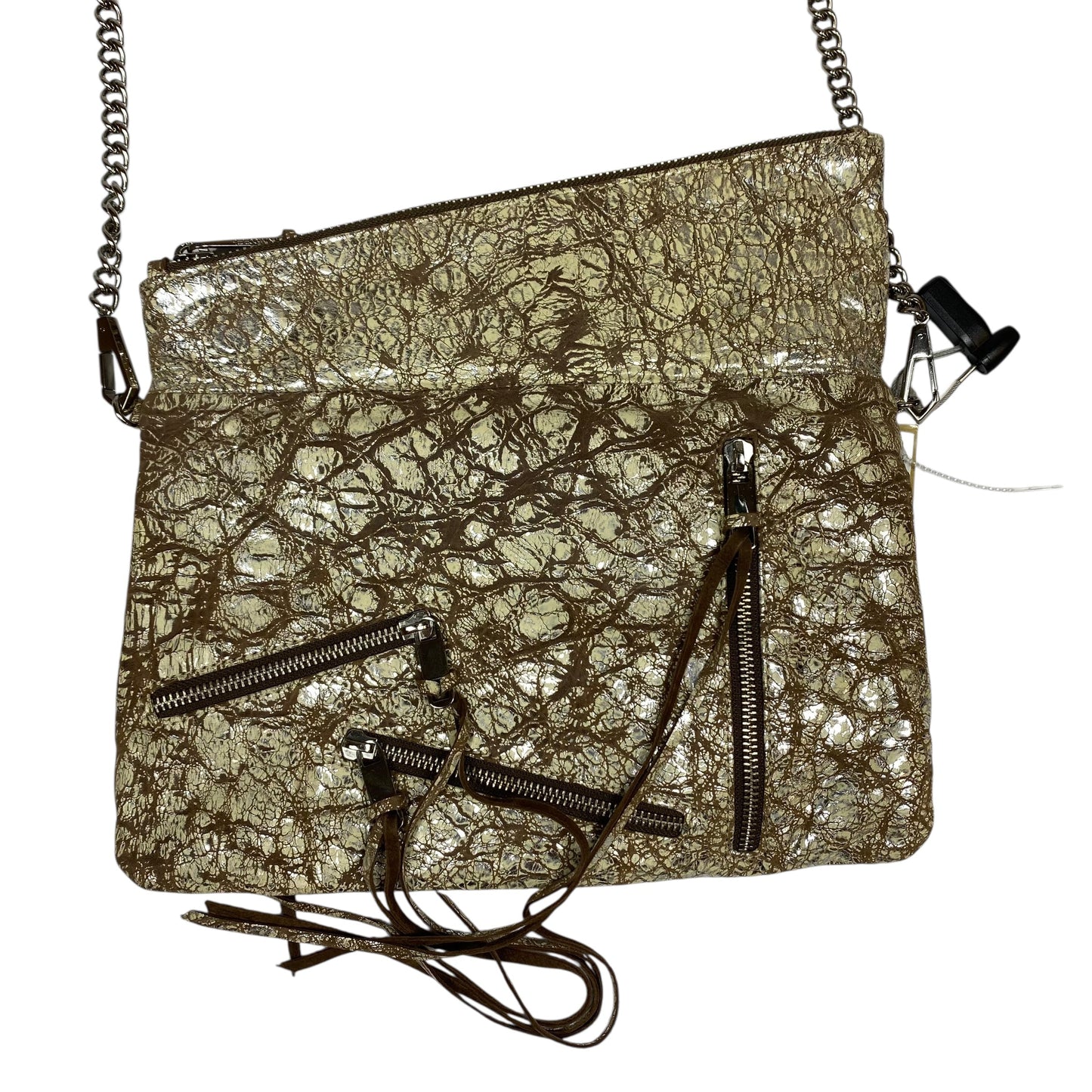 Crossbody Designer By Rebecca Minkoff In Brown & Cream, Size:Small