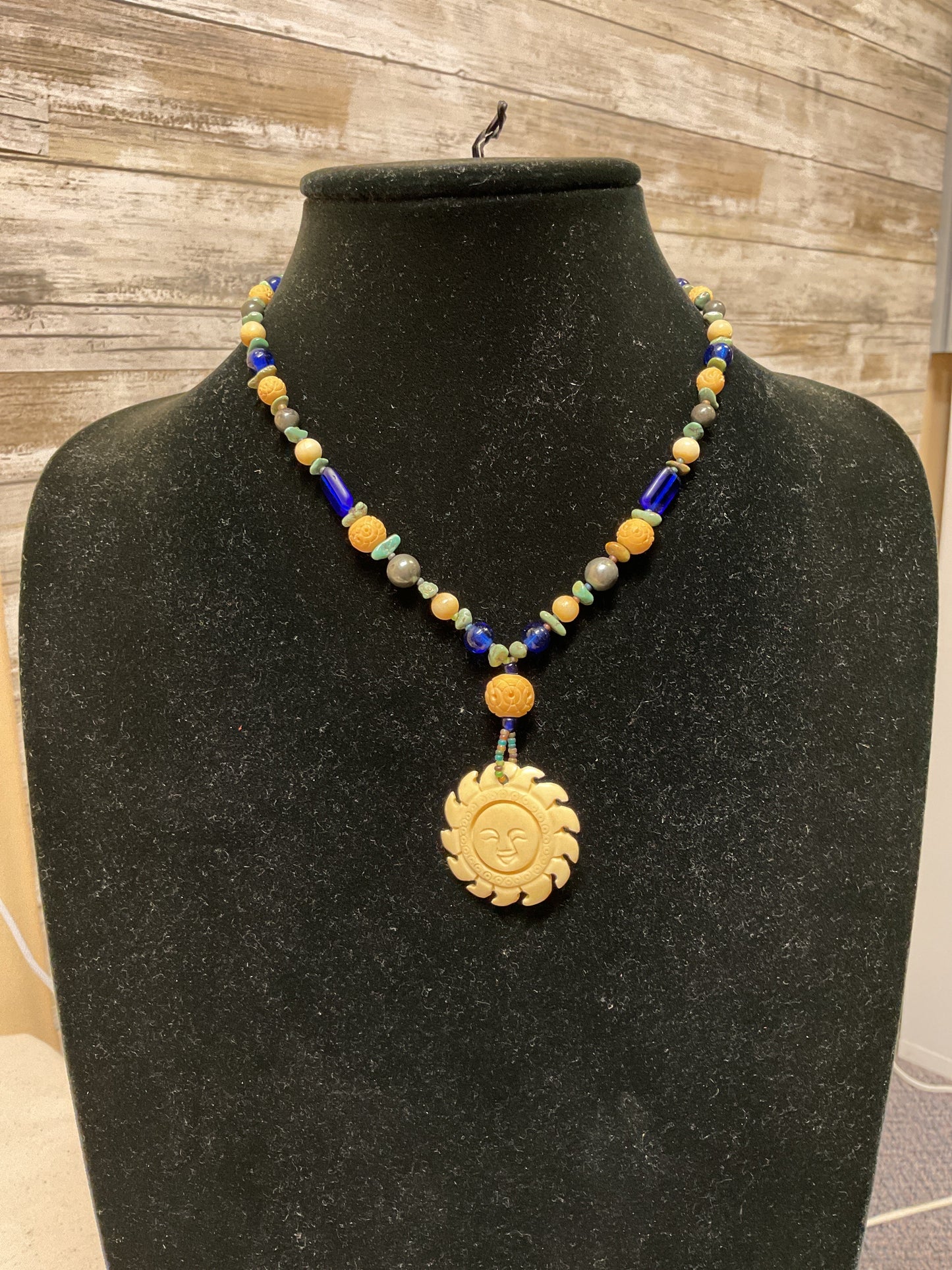 Necklace Pendant By Cmf In Blue & Green