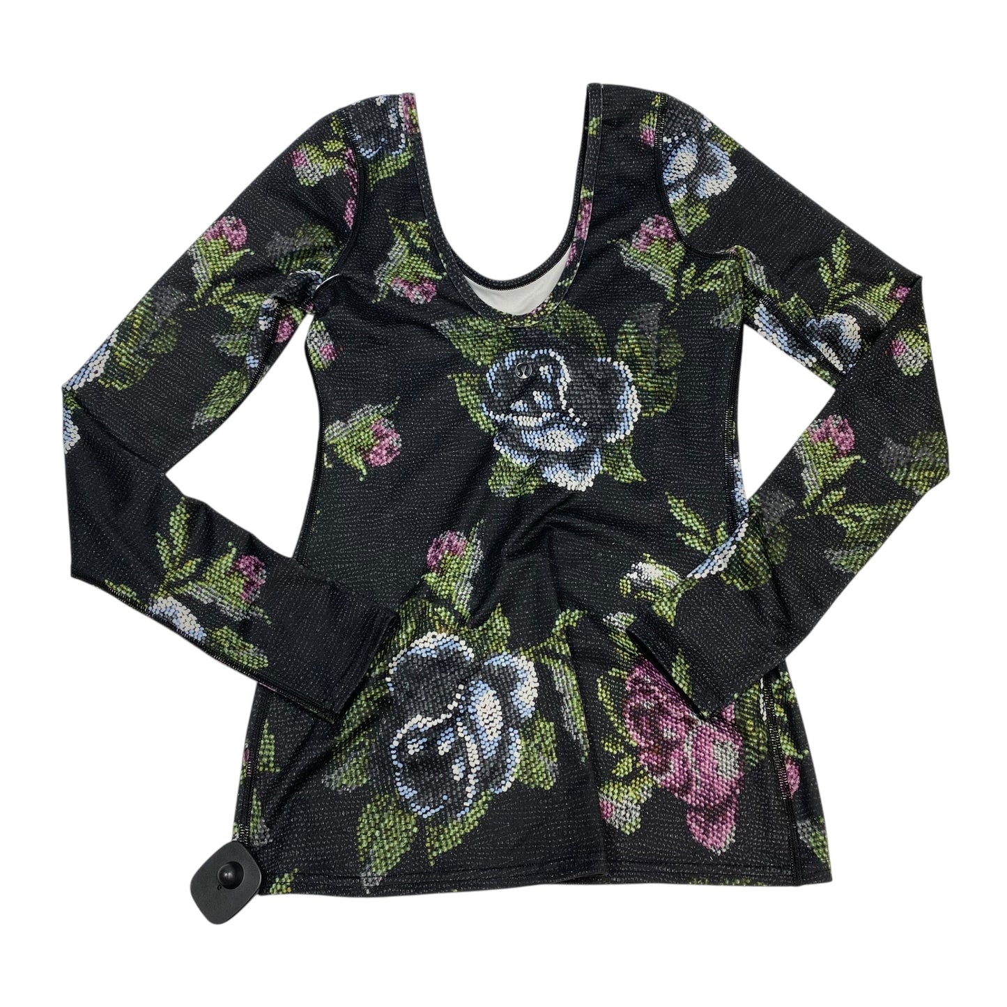 Athletic Top Ls Crewneck By Lululemon In Black & Green, Size:S