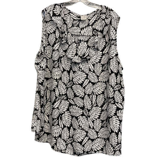 Top Sleeveless By Terra & Sky In Black & White, Size:3X