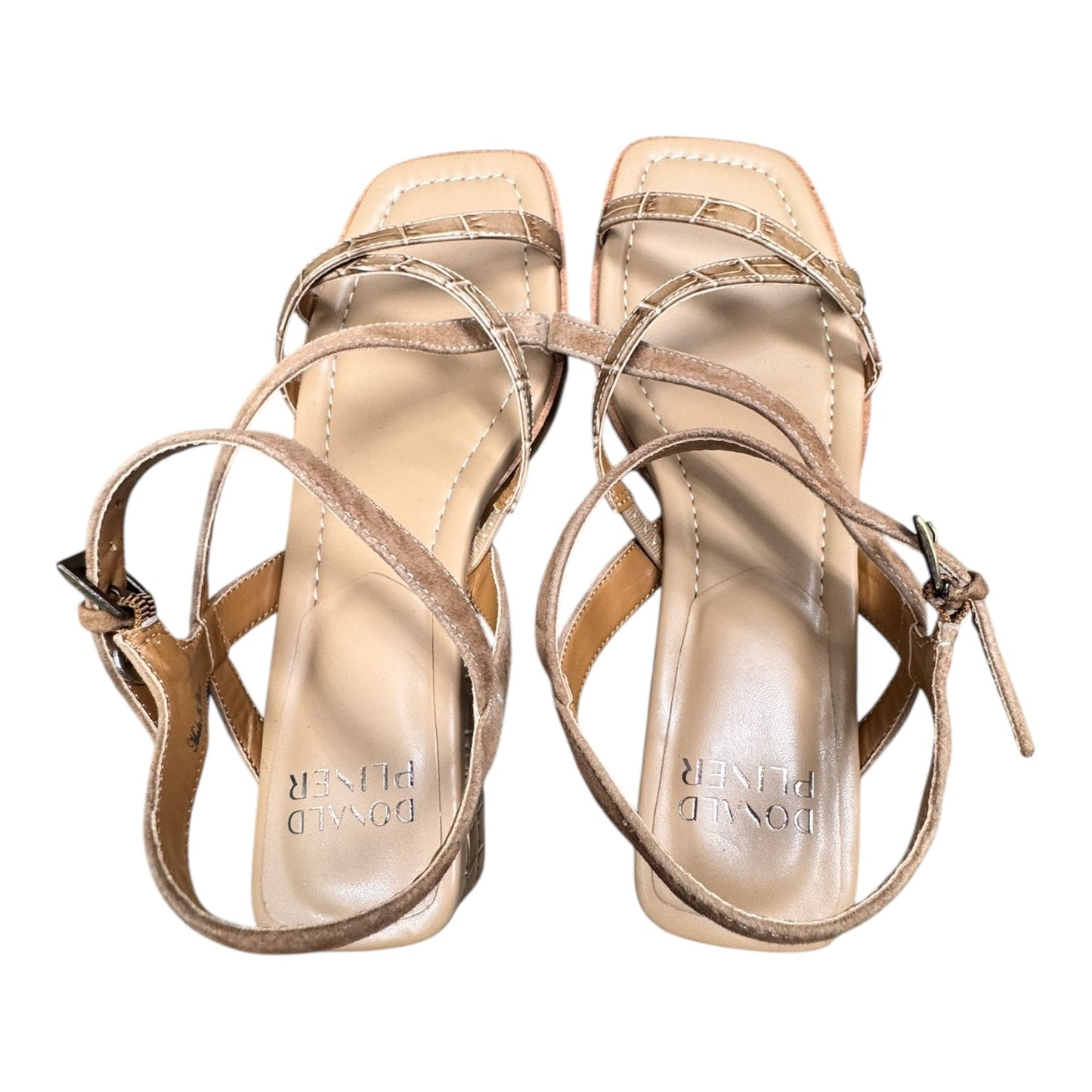Sandals Heels Block By Donald Pliner In Tan, Size:7