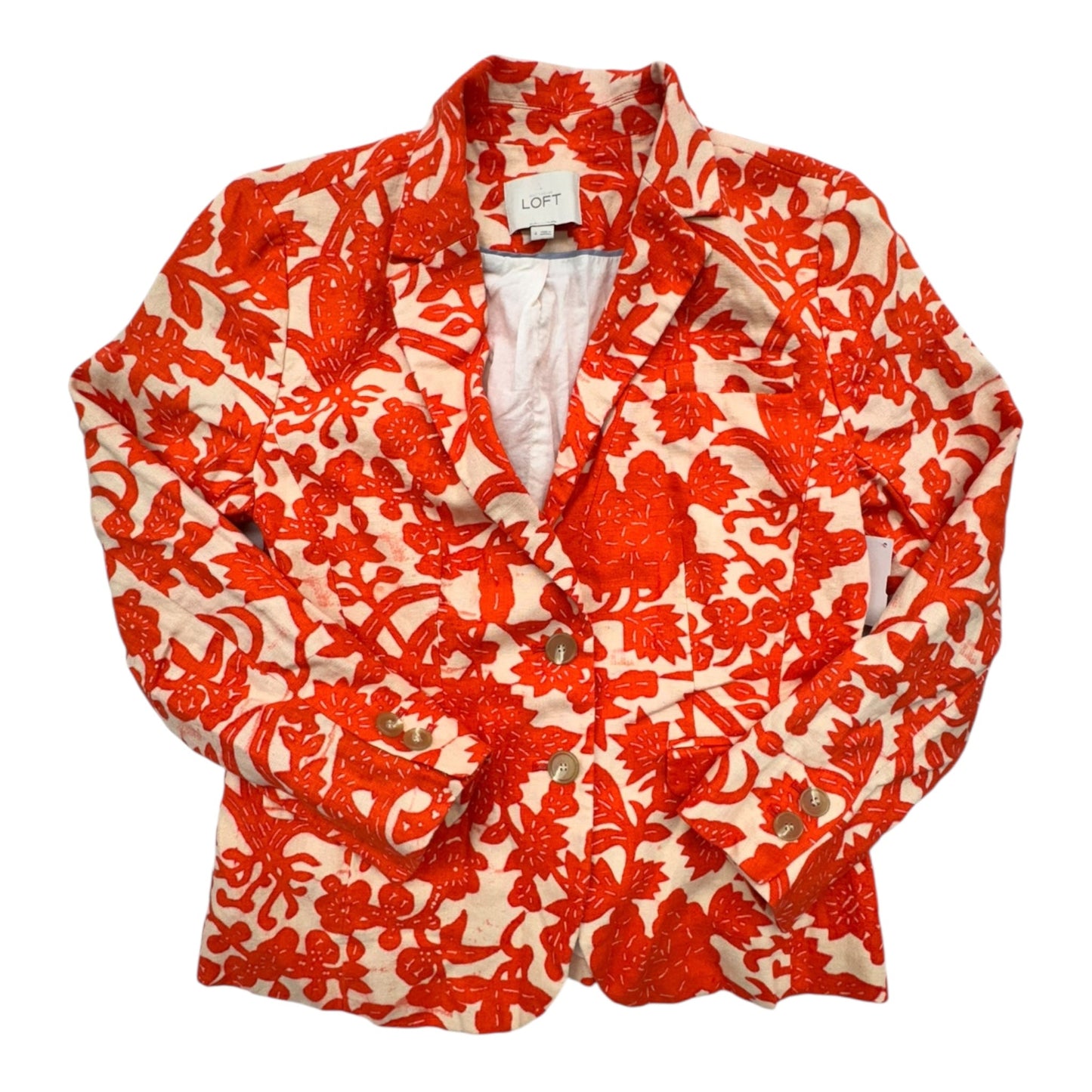 Blazer By Loft In Orange & Tan, Size:4