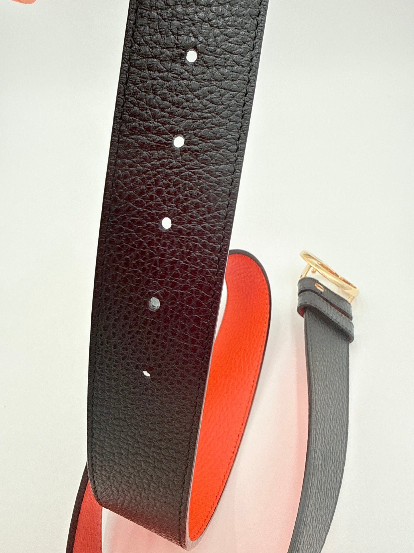 Belt Luxury Designer By Gucci In Black & Orange