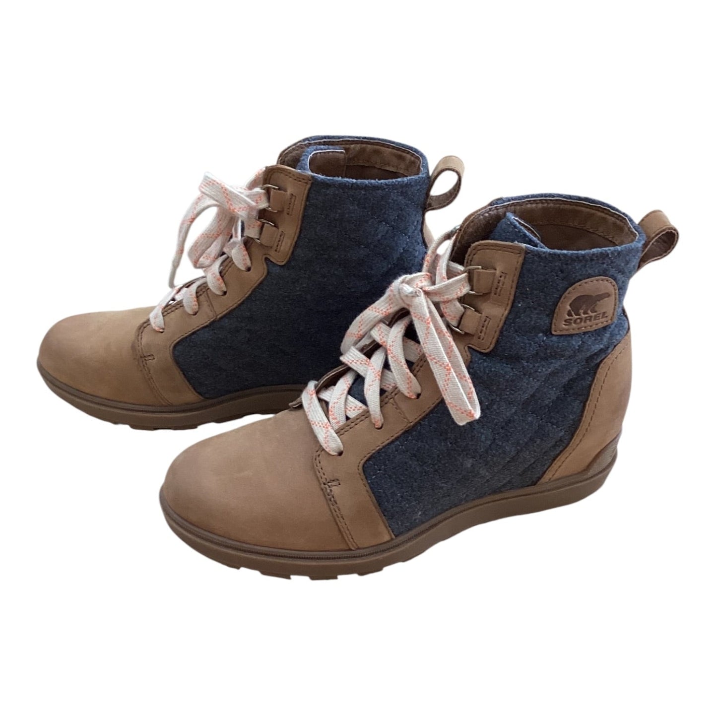 Boots Ankle Heels By Sorel In Brown & Grey, Size:8.5
