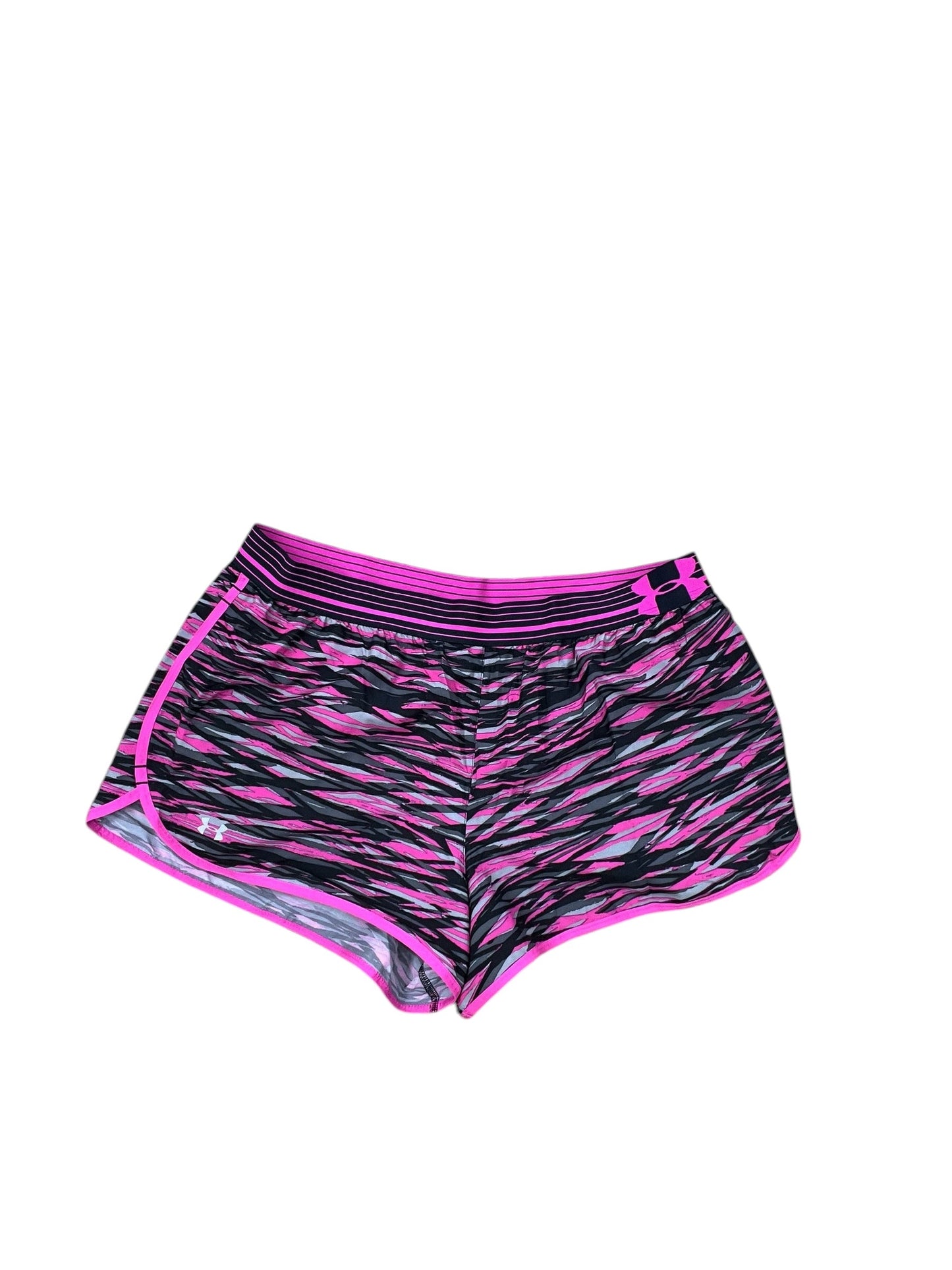 Athletic Shorts By Under Armour In Black & Pink, Size:L
