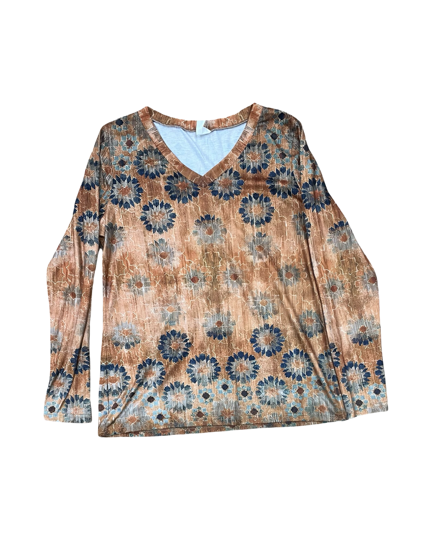 Top Ls By Clothes Mentor In Blue & Orange, Size:M