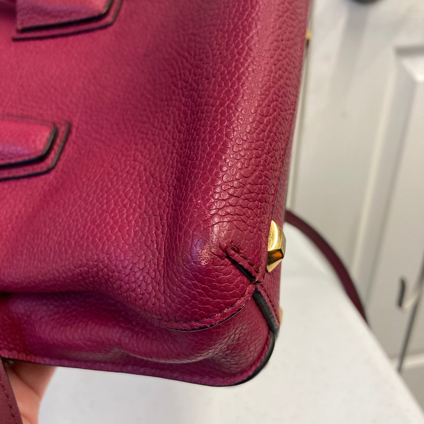 Handbag Luxury Designer By Mcm In Red, Size:Small