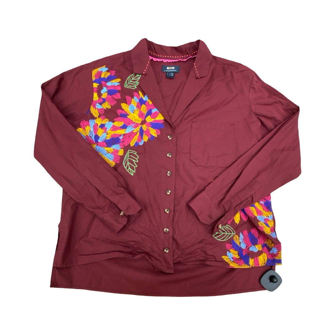 Top Ls By Maeve In Maroon, Size:2
