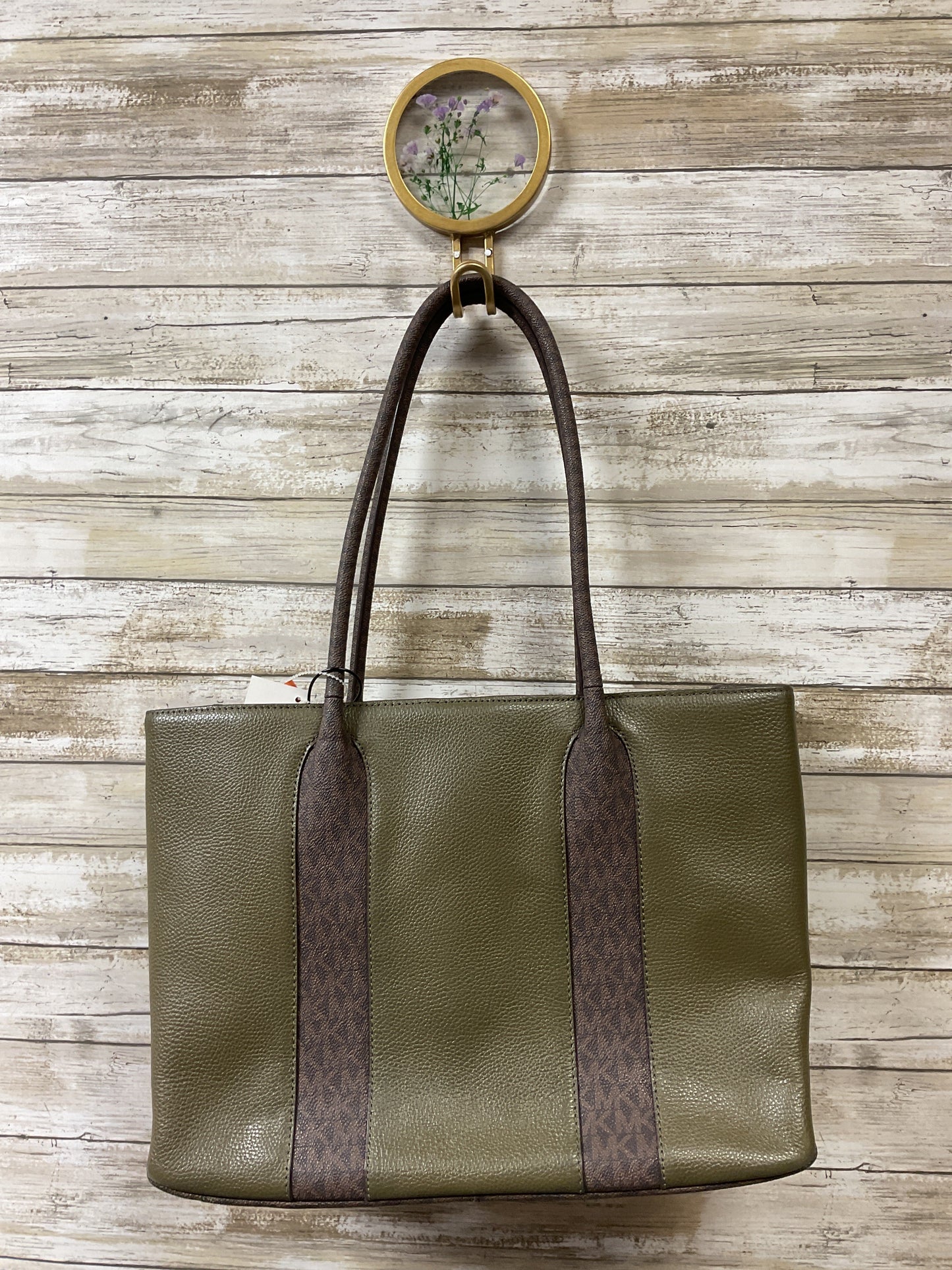 Handbag Designer By Michael Kors In Brown & Green, Size:Large