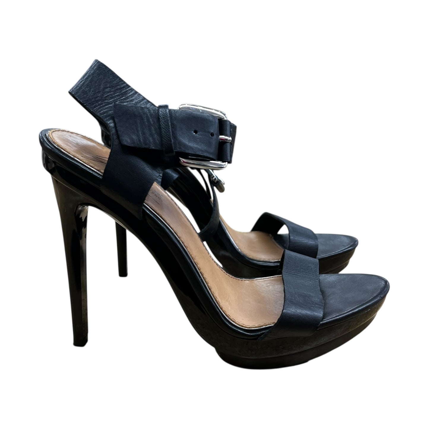 Sandals Heels Stiletto By Badgley Mischka In Black, Size:6.5