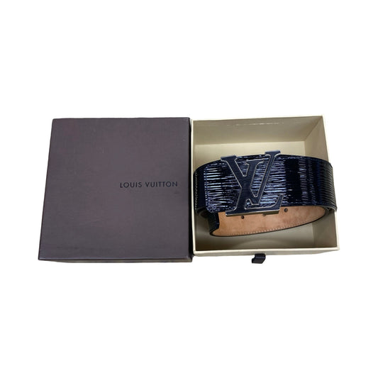 Belt Luxury Designer By Louis Vuitton In Black (LV EPI ELECTRIC 40MM BELT) Size: 95
