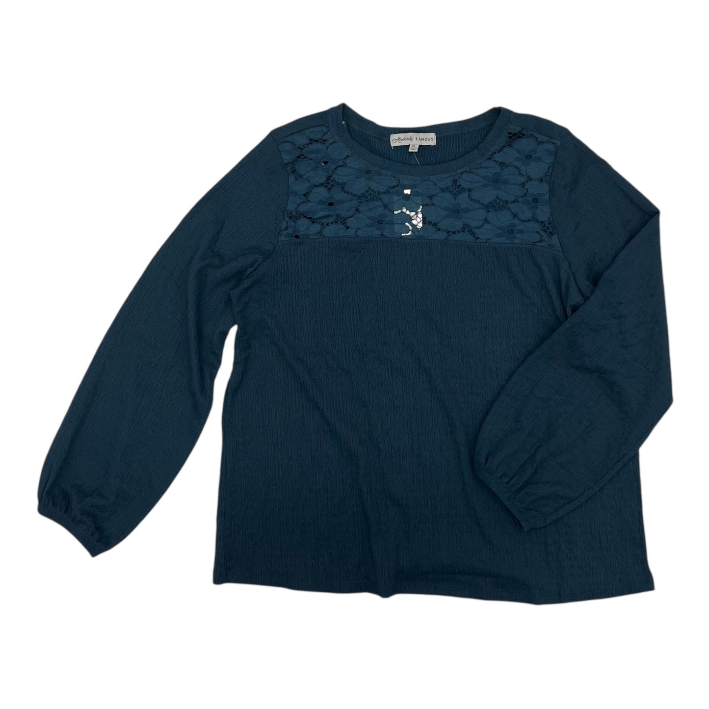 Blouse Ls By Absolutely Famous In Teal, Size:Xl