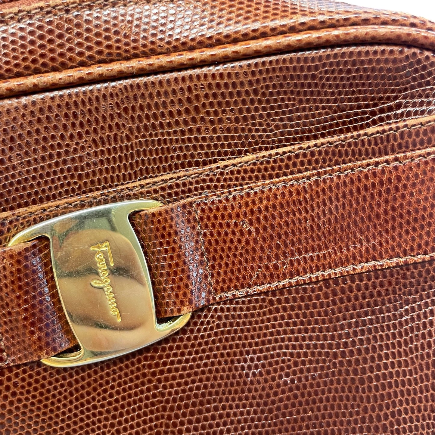 Crossbody Luxury Designer By Ferragamo In Brown, Size:Small