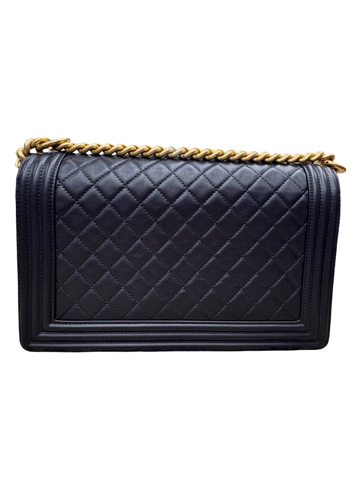 Grained Calfskin Black & Gold-Tone Metal
Chanel Boy Handbag Luxury Designer By Chanel In Black & Gold, Size:Large (6.9x11x3)