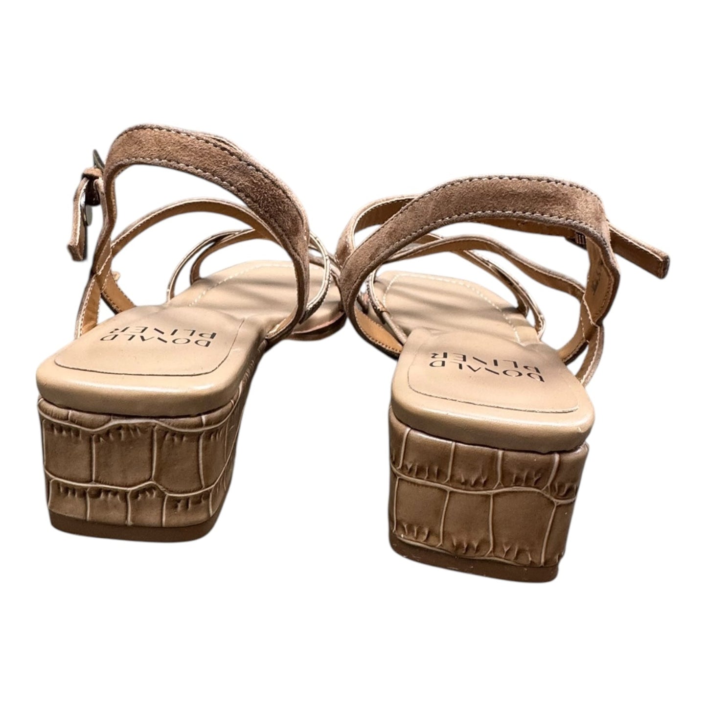 Sandals Heels Block By Donald Pliner In Tan, Size:7
