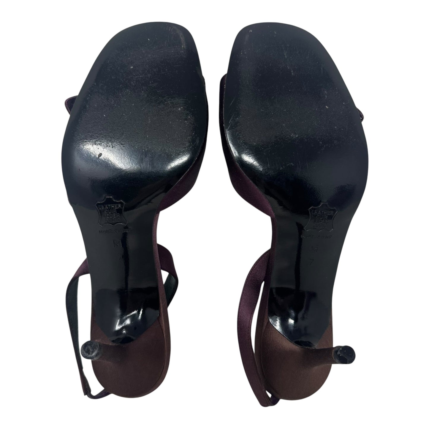 Satin Slingback Shoes Heels Stiletto By Richard Tyler In Purple, Size: 7